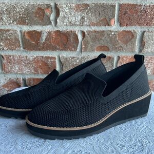 Eileen Fisher Black Ergos Recycled Stretch Knit Platform Loafer size 7.5